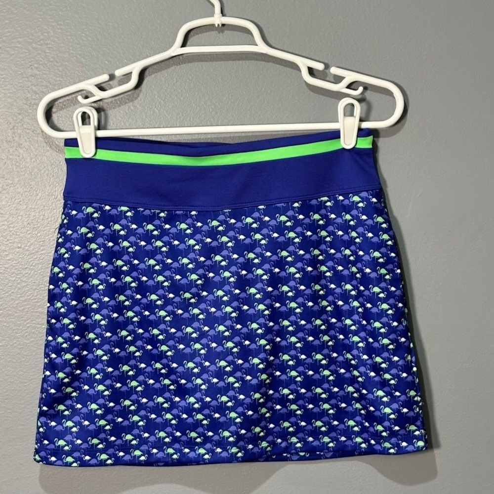PGA Tour Skort Womens XS Blue Polyester Flamingo Golf Tennis Athletic Skirt Mini